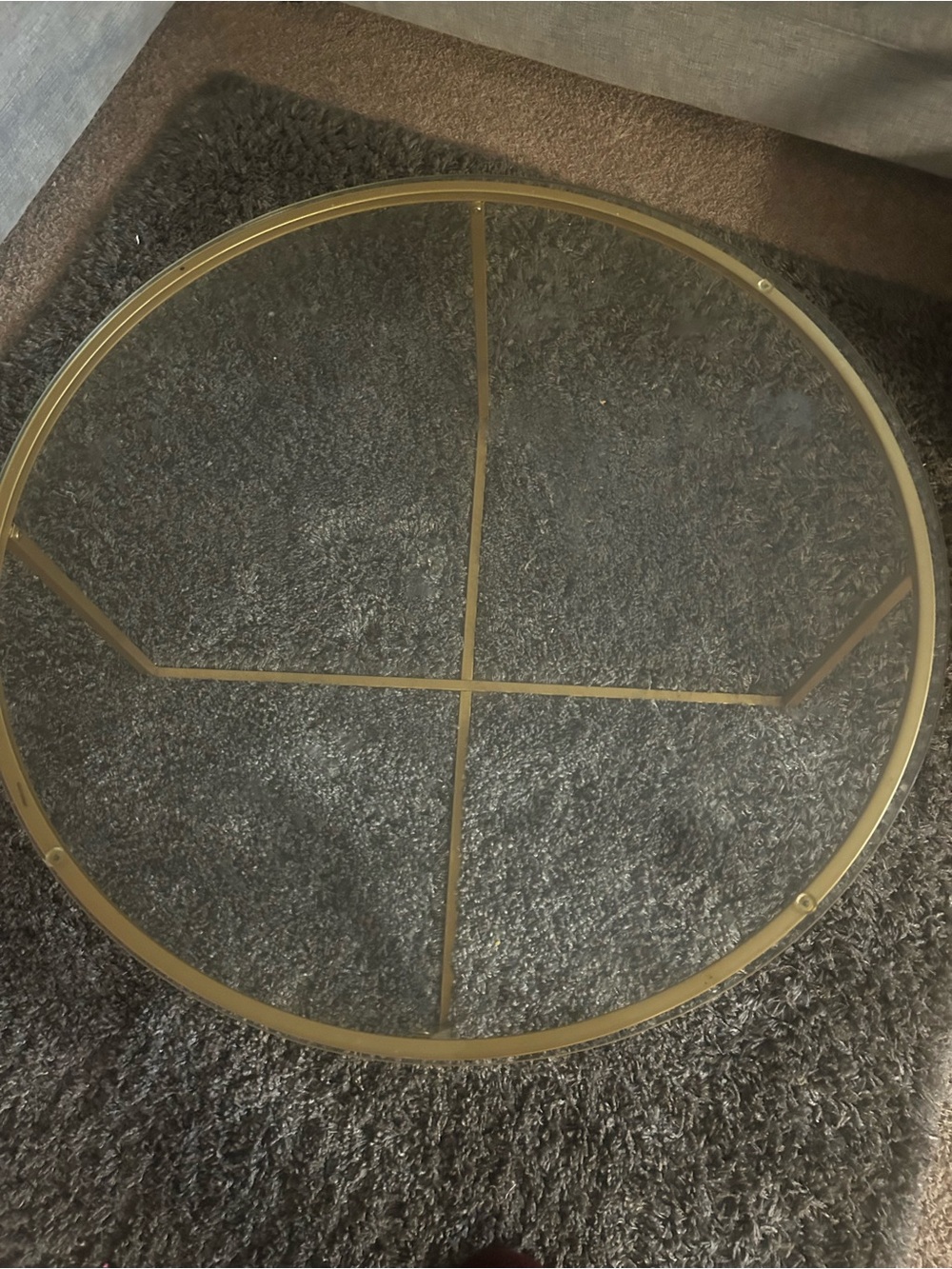 Round Glass Coffee Table with Brass Frame
